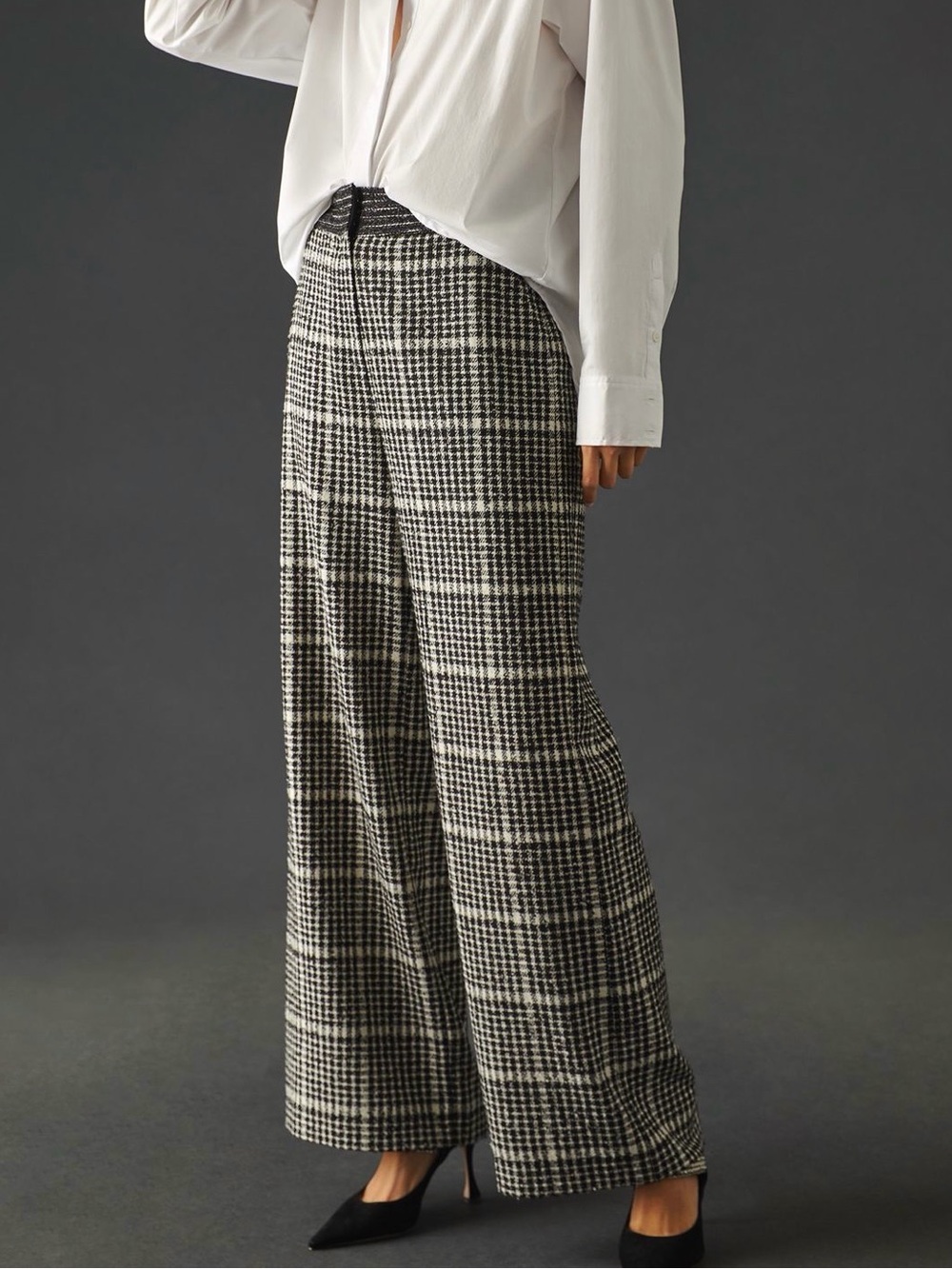ANTHROPOLOGIE EXQUISE Plaid Trousers Wide Leg Pants S